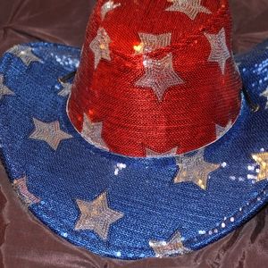 Red, silver and blue, unisex cowboy hat